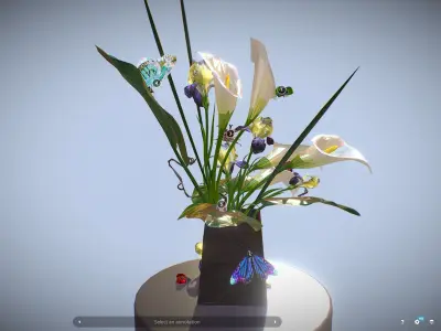 Bouquet Calla Iris Polygon art Low-poly 3D model