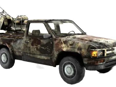 pick up gun truck Low-poly 3D model