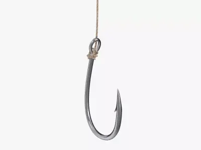 Fishing hook with line 3D model