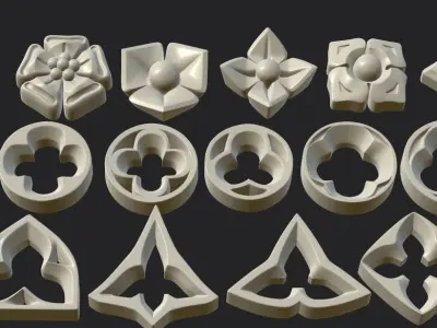 Gothic flowers Low-poly 3D model