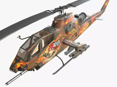 Bell AH-1S Cobra JGSDF Akane Kisarazu Basic Animation Low-poly 3D model
