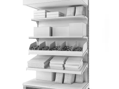 Commercial rack for supermarkets with goods 3D model
