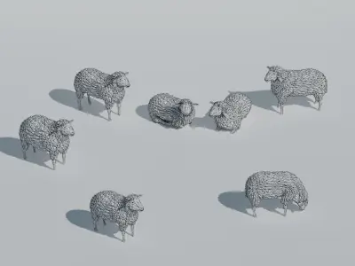 low poly sheep pack  Low-poly 3D model