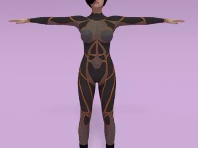 Female sci-fi character Low-poly 3D model