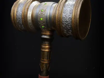 Legendary hammer Low-poly 3D model