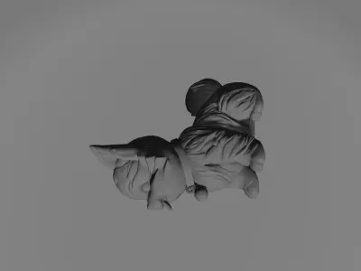 Fluffy Dog  Playful Companion 3D model