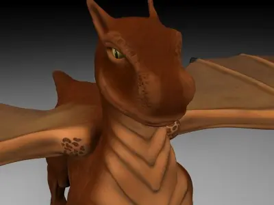 Brown dragon Low-poly 3D model