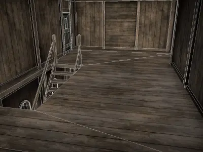 Medieval Lake Village - House 4 with interiors Low-poly 3D model