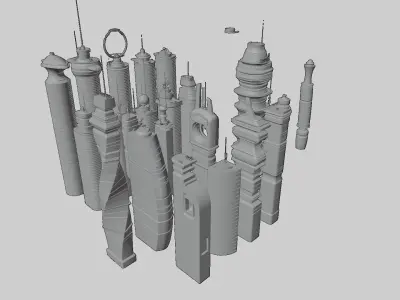 Sci fif buildings Free 3D model