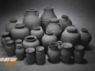 Vases Kit Low-poly 3D model