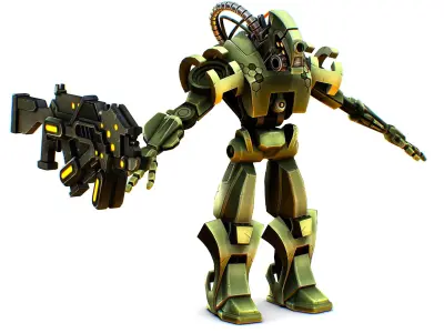 Military Drone with a Rifle Low-poly 3D model