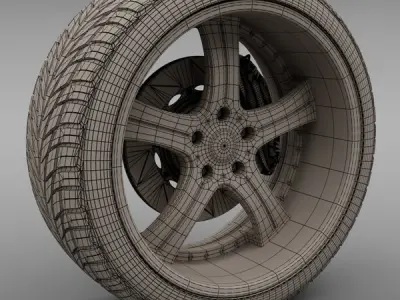 Savini Forged SV-3S Wheel and Tire 3D model