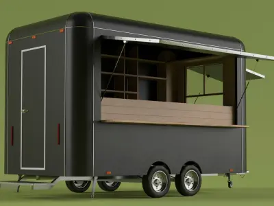 Food Trailer Black Empty 3D model