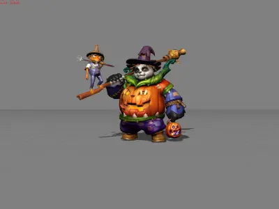 Akai Pumpkin Brawler Low-poly 3D model