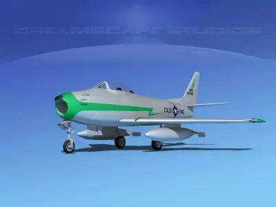 North American F-86 Sabre Jet V23 Col ANG 3D model
