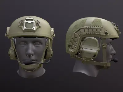 FAST Helmet and AMP Headset Low-poly 3D model