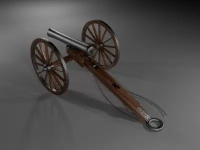 Field Gun - Cannon Low-poly 3D model