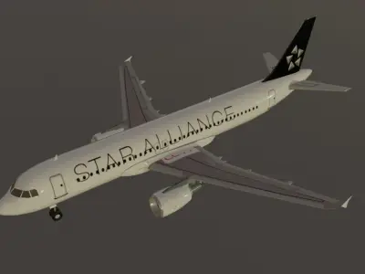 Star Alliance airbus a320-214 low poly 3D model Low-poly 3D model
