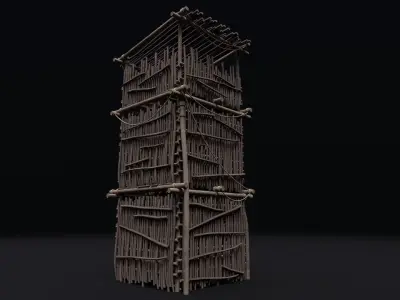 Realistic Medieval Watchtower Low-poly 3D model