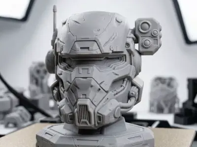 Cybernetic Mercenary Helmet 3D print model