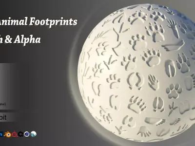 100 Animal Footprints brush and alpha 3D model