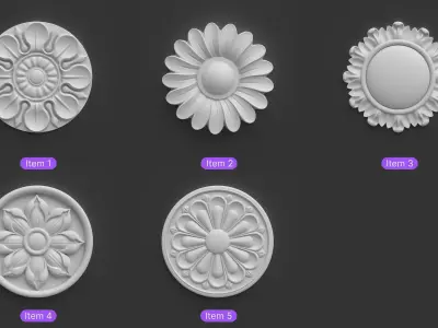 Free CNC model Sculpted Ornament Pack VOL 1 Free 3D print model