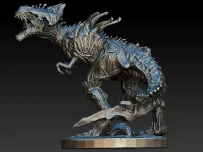 XenoRex xenomorph alien statue with base  3D model