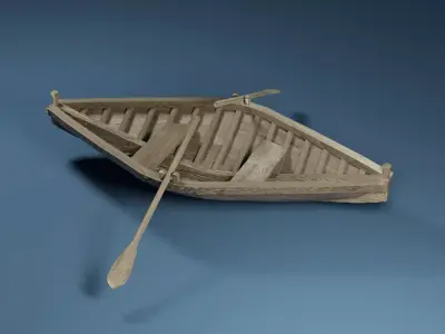 Rowboat wooden boat 3D model