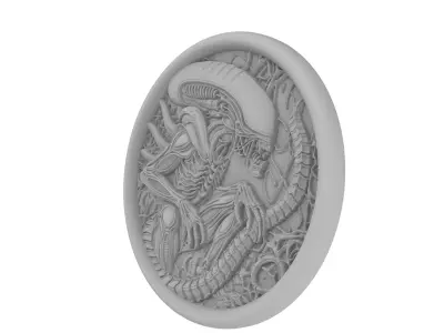 Biomechanical Alien Relief CNC STL 3D Print Model 3D print model