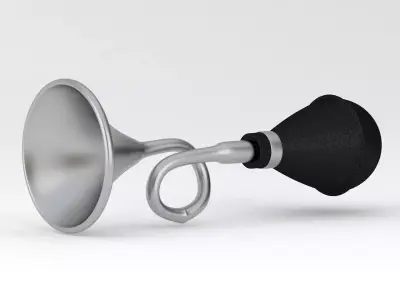 Vintage Vehicle Horn Silver 01 3D model