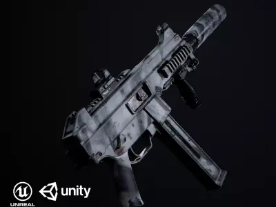 UMP 45 PBR Low-poly 3D model