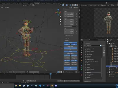 Cartoon Soldier Man Army Military Character  Rigged Low-poly 3D model