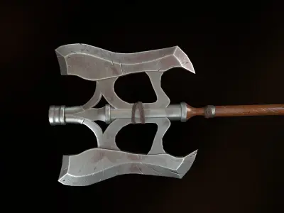Heavy Battle Axe Stylized - PBR Low Poly Model Free low-poly 3D model