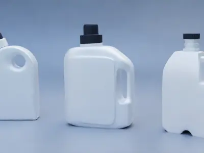 Plastic Detergent Bottle Set Clean Product Packaging 3D model