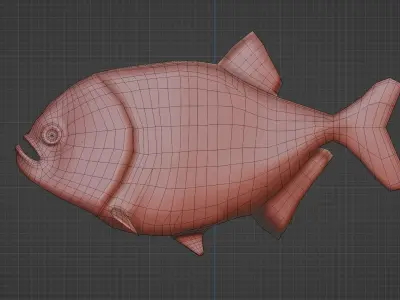 Piranha Low Poly fish 3D model
