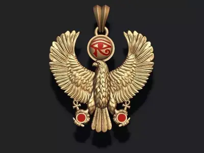 Egyptian Horus Falcon God pendant realistic 3D print model