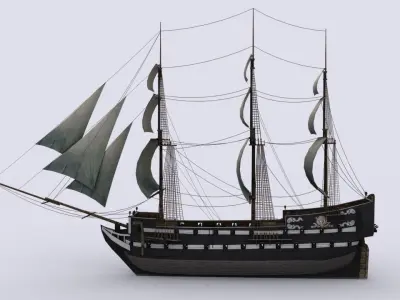 Fregat sailing ship Low-poly 3D model