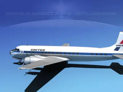 Douglas DC-7C United Airlines 3D model