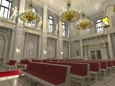 Barocco church - exterior interior 3D model