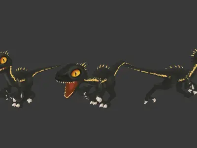 Low Poly IndoRaptor Animated Low-poly 3D model