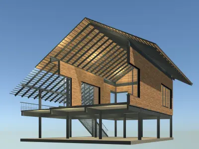 Tropical house in section cut 25-06 3D model