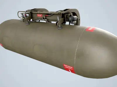 Helicopter External Fuel Tank 450L With Mount Low-poly 3D model