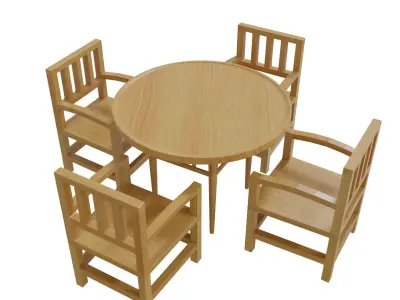 table four chairs and Free low-poly 3D model