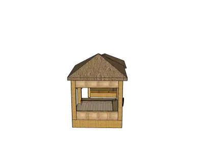 Bamboo Wooden Rattan Gazebo Traditional Outdoor 3D Model Free 3D print model