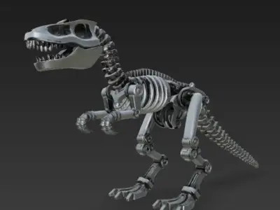 Mechanical Articulated Stylized Dinosaur Skeleton 3D model