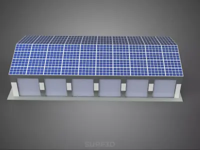COMMERCIAL GARAGE BUILDING VEHICLE PARKING STORAGE SOLAR ENERGY 3D model