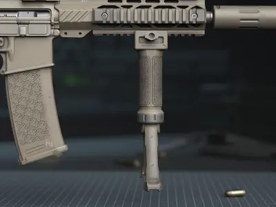 Tactical Hand Grip Bipod For Picatinny rail - Sand Skin Low-poly 3D model