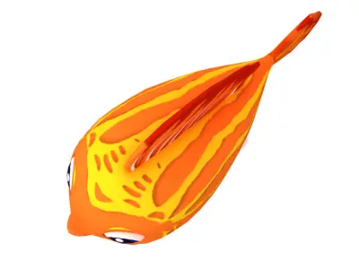 Red Lyretail Molly Fish Cartoon Animated Low-poly 3D model