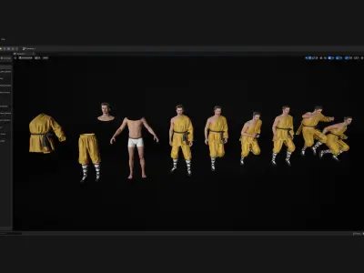 Man - Martial Uniform 3 - Modular - Rigged Low-poly 3D model