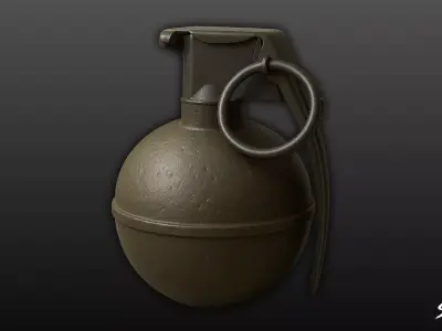 Grenade Olive 01 Low-poly 3D model